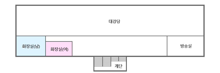 지상 3층 : 남자화장실, 여자화장실, 대강강, 계단, 방송실